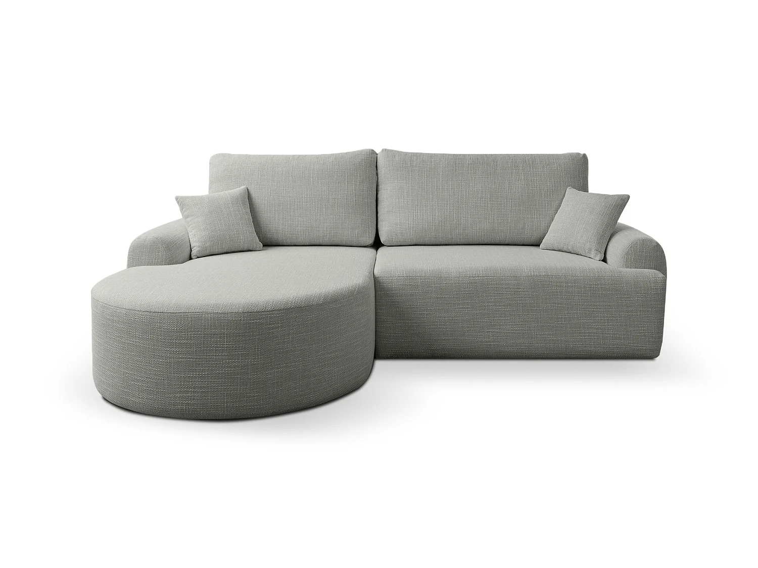 Canapé d’angle gauche en tissu tressé gris résistant à l’usure, avec fonction couchage – ARTE PREMIUM
