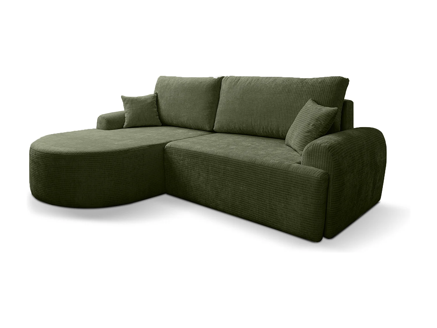 Divano letto angolare sinistro con vano contenitore ARTE PREMIUM in velluto a coste verde bottiglia del produttore - VINOTTI