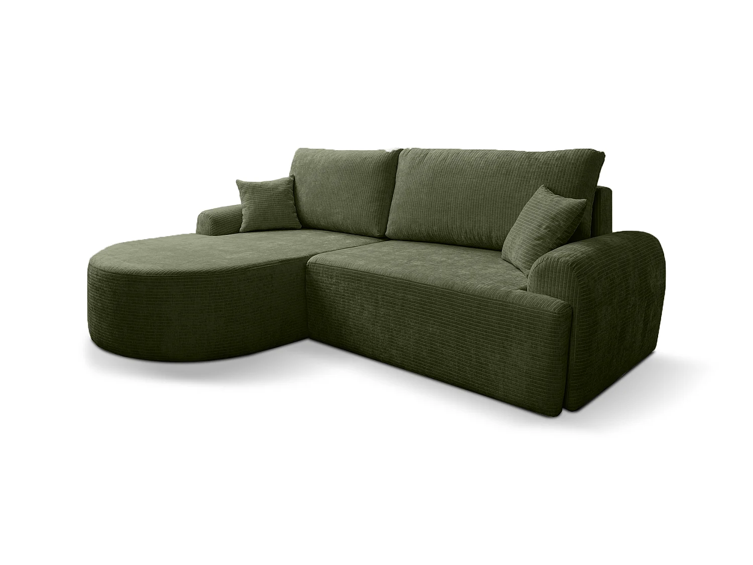 Canapé d'Angle gauche avec fonction de couchage ARTE PREMIUM coffre en velours côtelé vert bouteille du fabricant - VINOTTI
