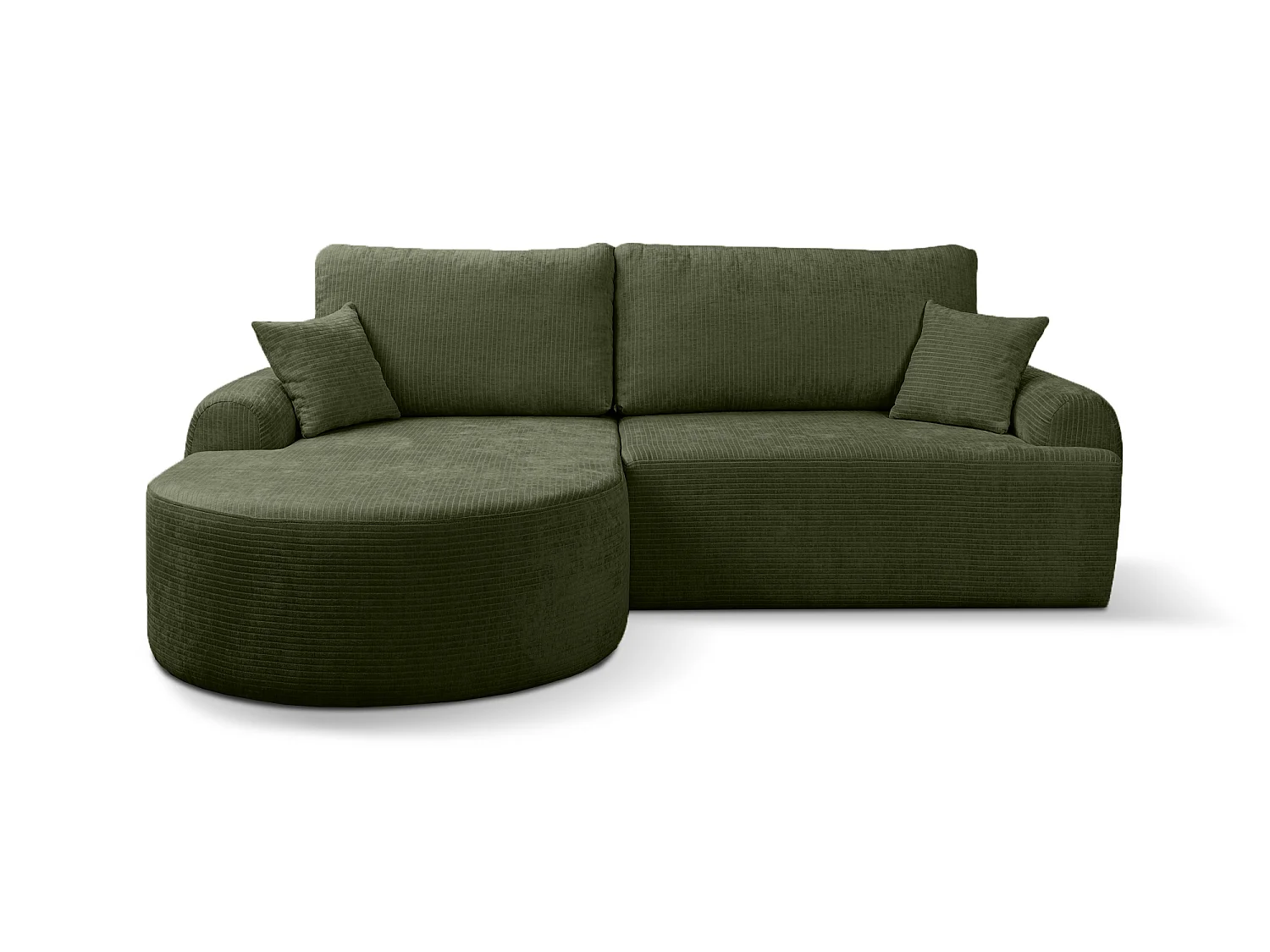 Canapé d'Angle gauche avec fonction de couchage ARTE PREMIUM coffre en velours côtelé vert bouteille du fabricant - VINOTTI