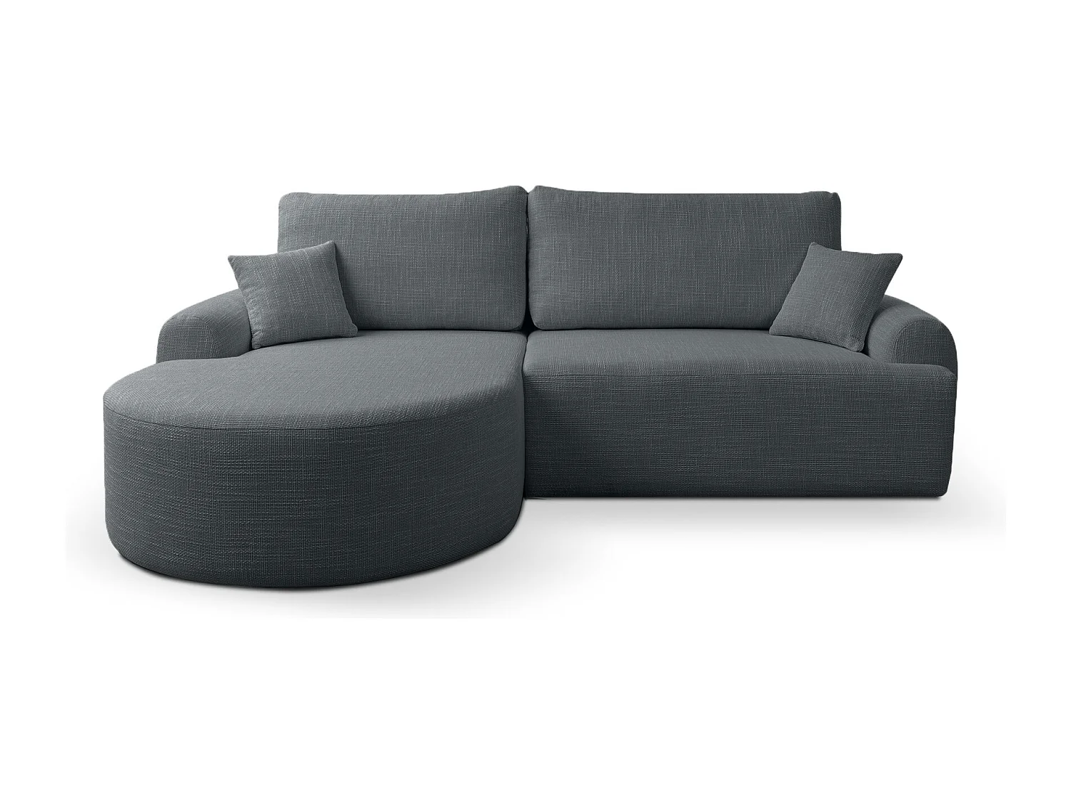 Canapé d’angle gauche en tissu tressé anthracite, résistant à l’usure, avec fonction couchage – ARTE PREMIUM