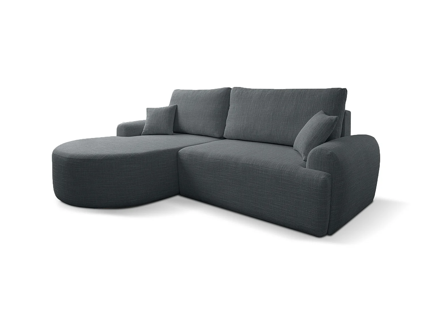 Canapé d’angle gauche en tissu tressé anthracite, résistant à l’usure, avec fonction couchage – ARTE PREMIUM