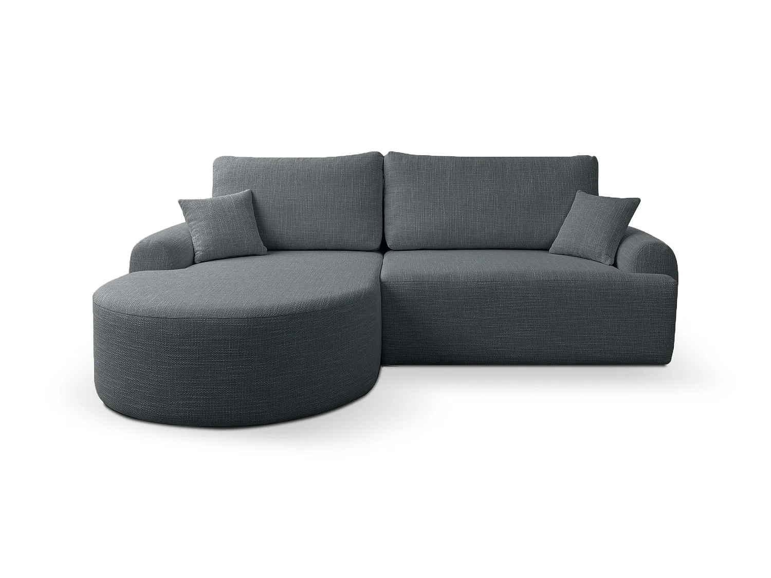 Canapé d’angle gauche en tissu tressé anthracite, résistant à l’usure, avec fonction couchage – ARTE PREMIUM
