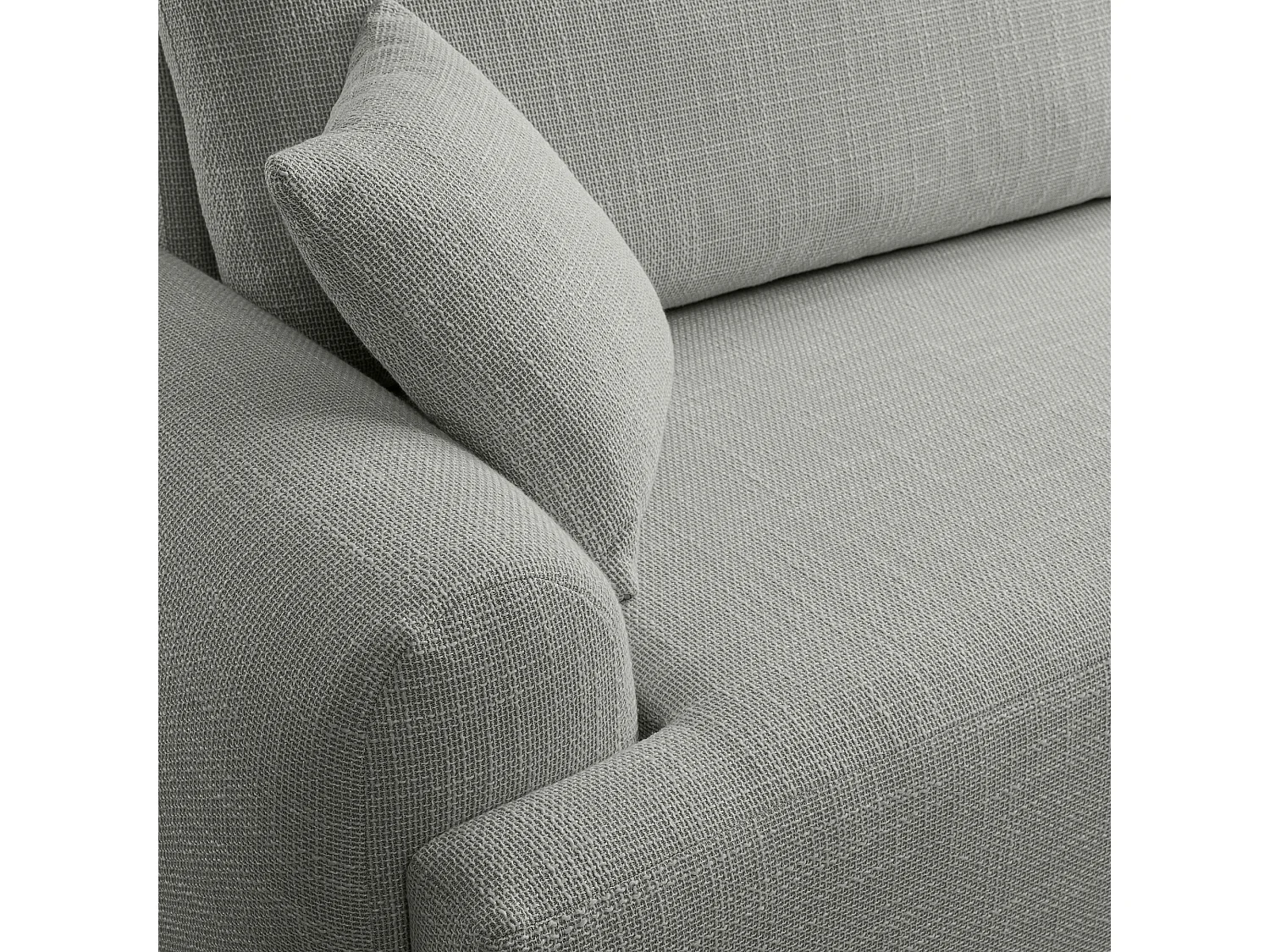 Canapé d’angle droit en tissu tressé gris résistant à l’usure, avec fonction couchage – ARTE PREMIUM