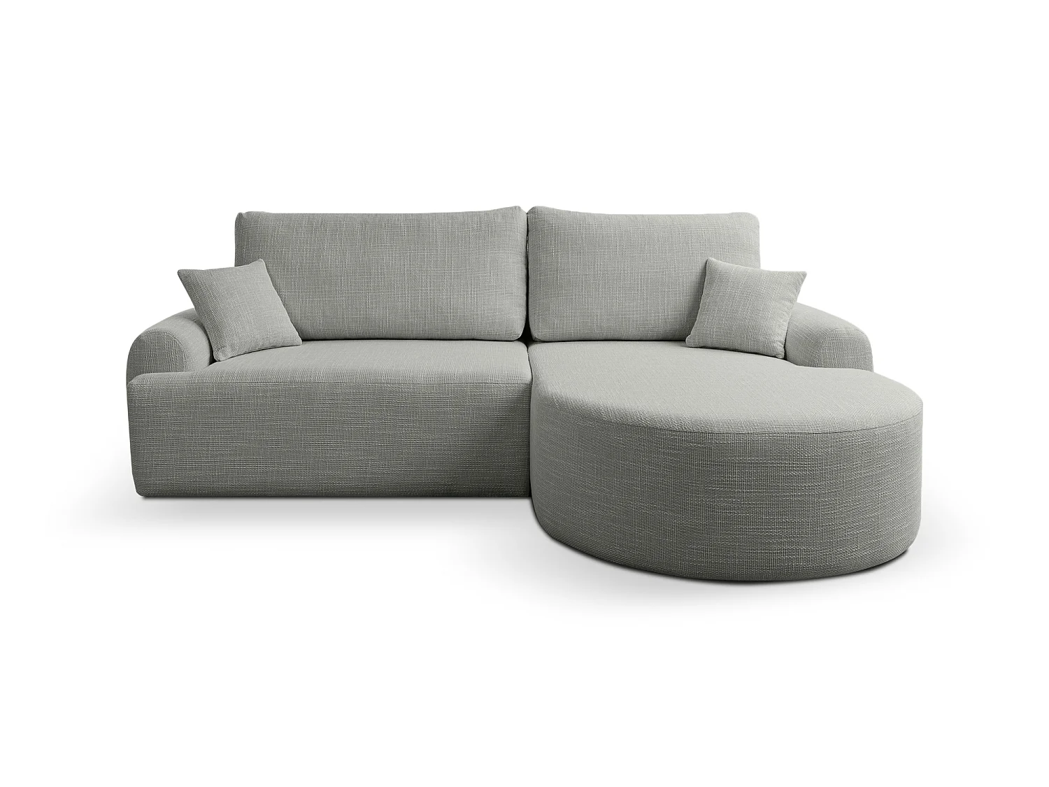 Canapé d’angle droit en tissu tressé gris résistant à l’usure, avec fonction couchage – ARTE PREMIUM