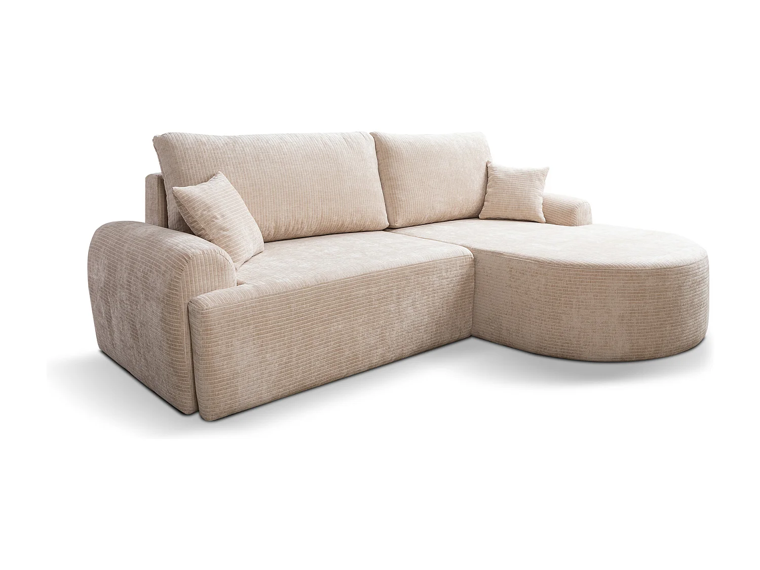 Canapé d'Angle droit avec fonction de couchage ARTE PREMIUM coffre en velours côtelé beige du fabricant - VINOTTI