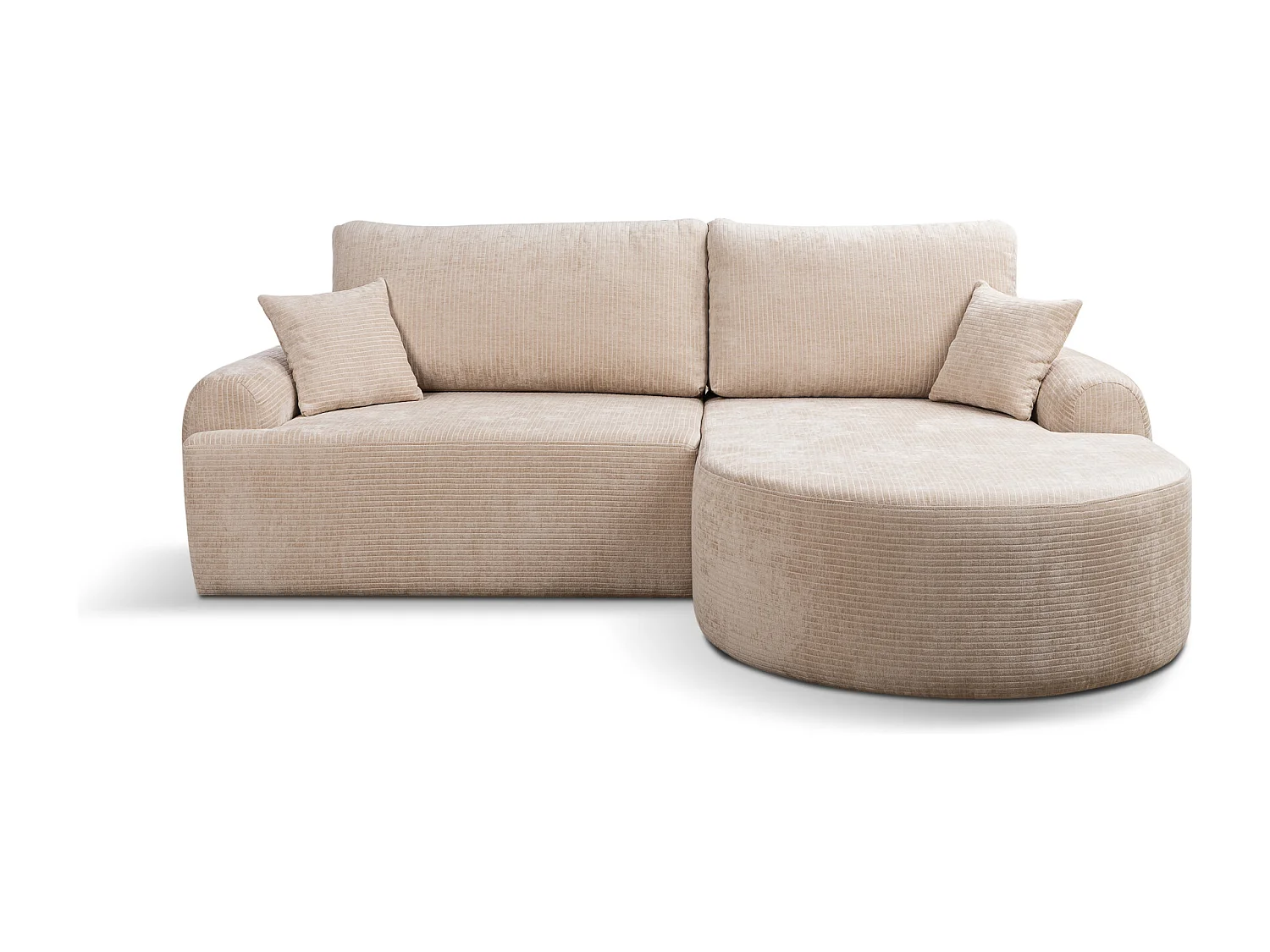 Canapé d'Angle droit avec fonction de couchage ARTE PREMIUM coffre en velours côtelé beige du fabricant - VINOTTI