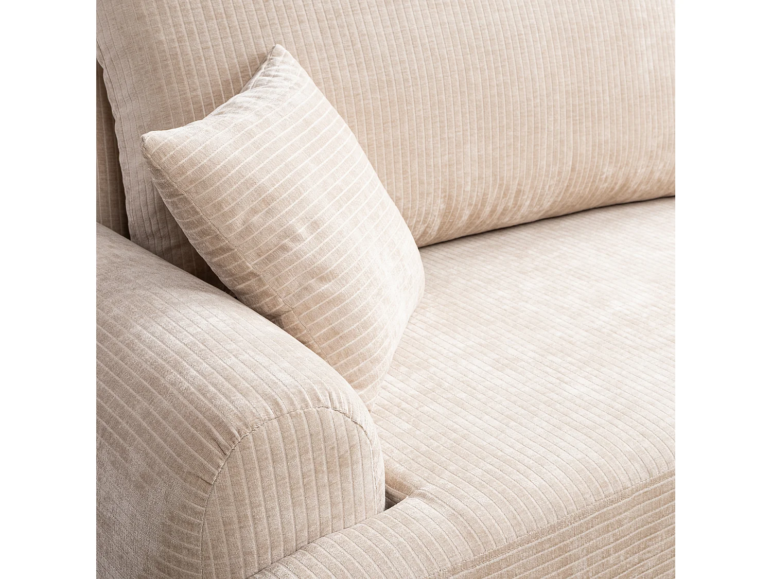 Canapé d'Angle droit avec fonction de couchage ARTE PREMIUM coffre en velours côtelé beige du fabricant - VINOTTI
