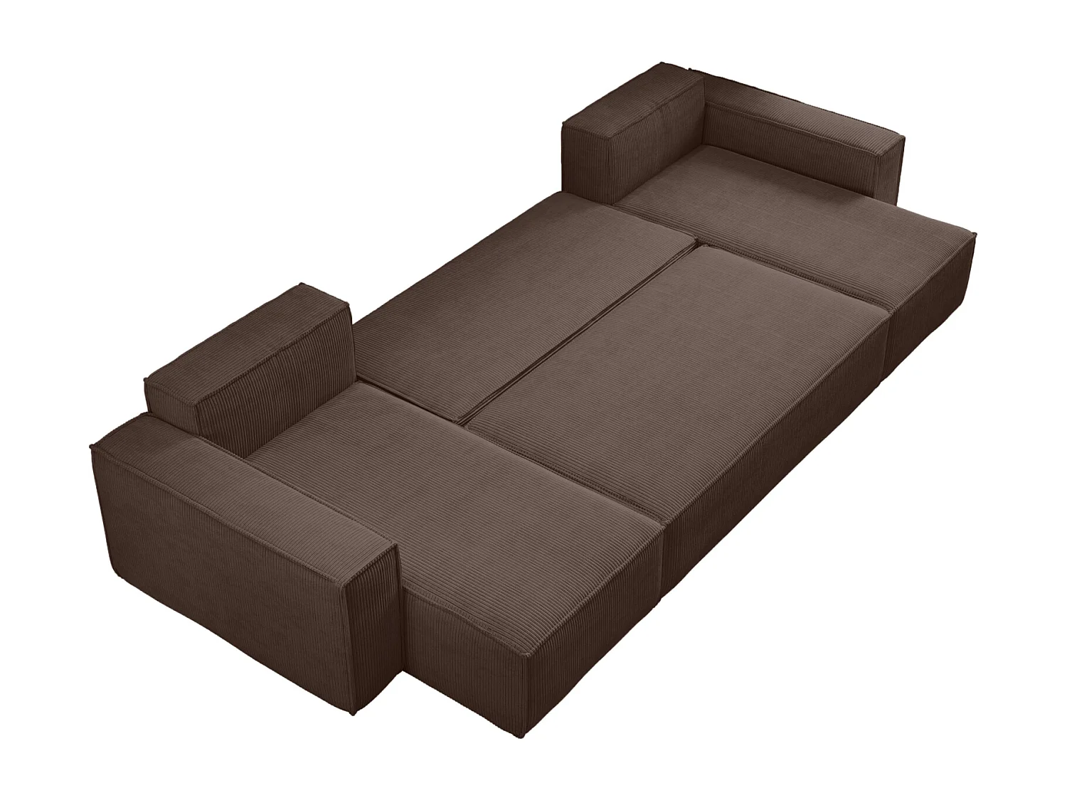 Canapé d'Angle réversible convertible avec fonction de couchage Karl U coffre universel en velours côtelé brun chocolat du fabricant - VINOTTI