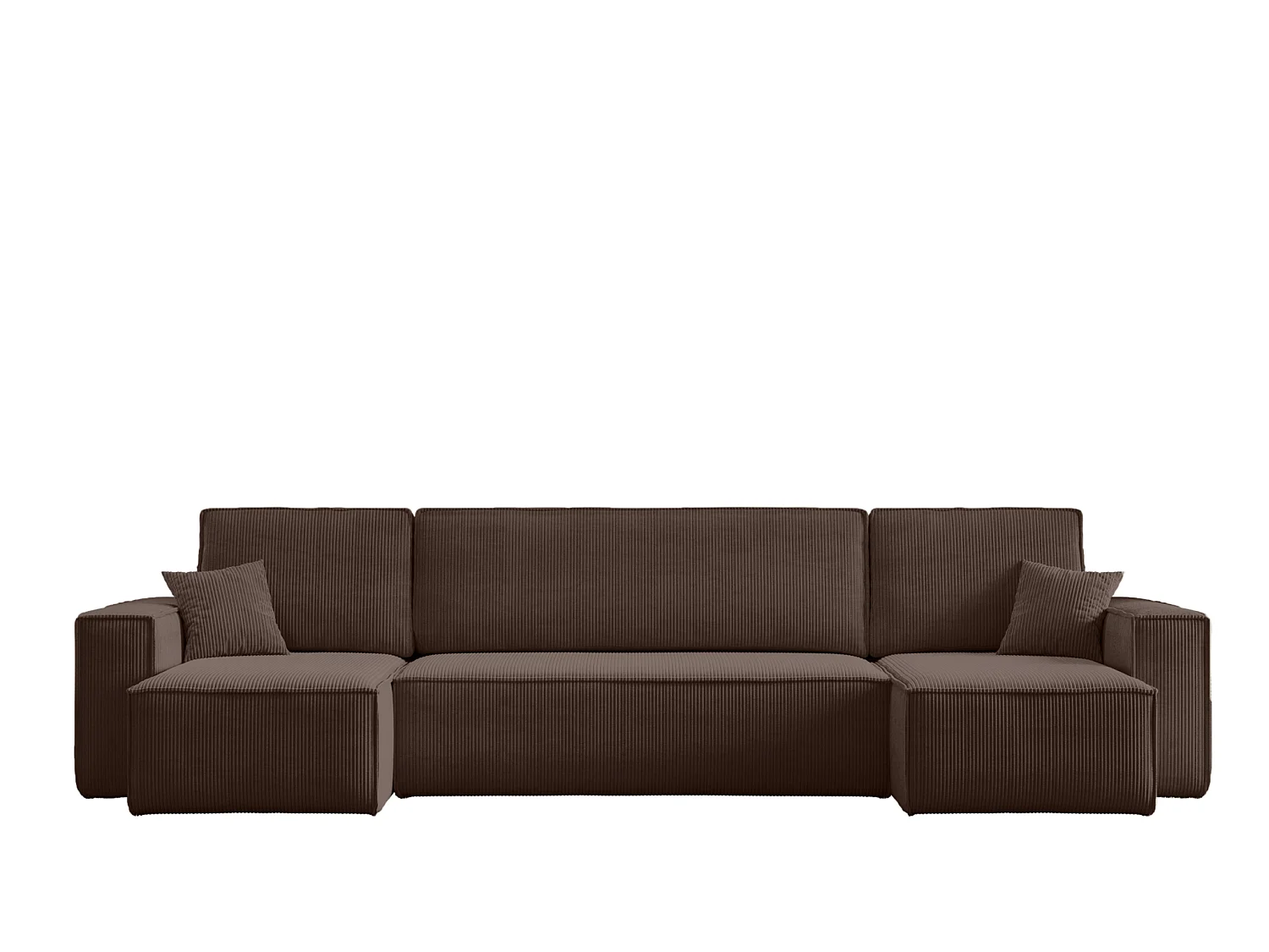 Canapé d'angle convertible 5 places avec coffre en velours brun
