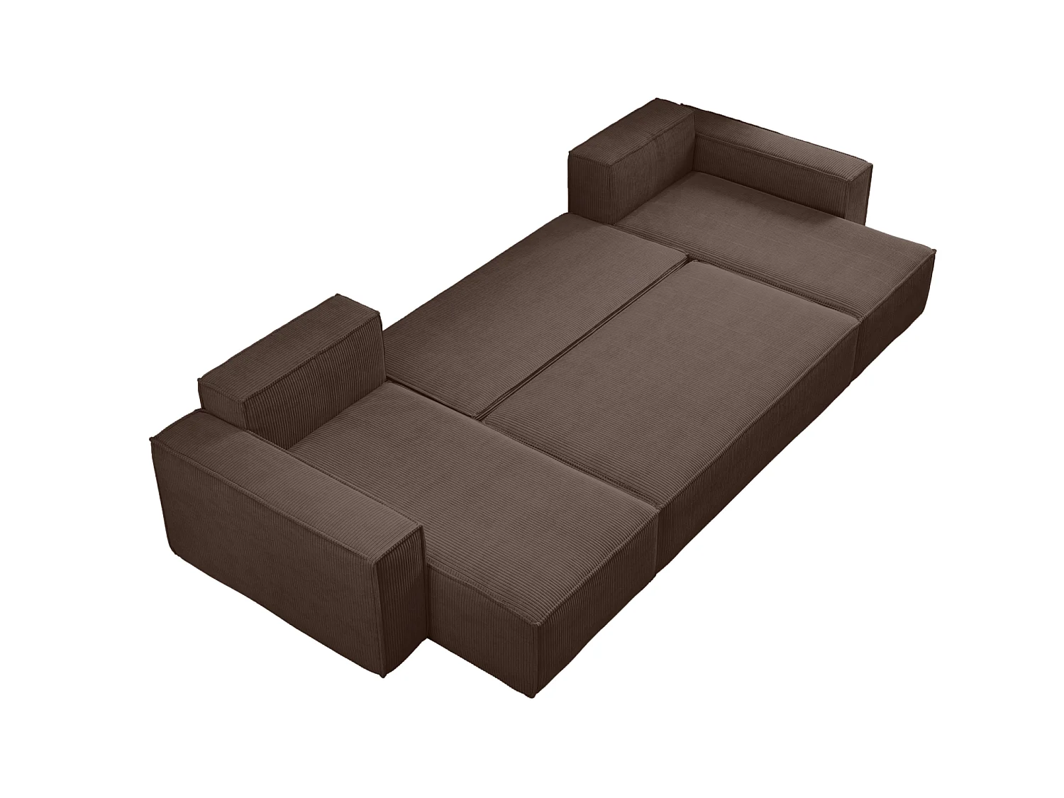 Canapé d'angle convertible 5 places avec coffre en velours brun