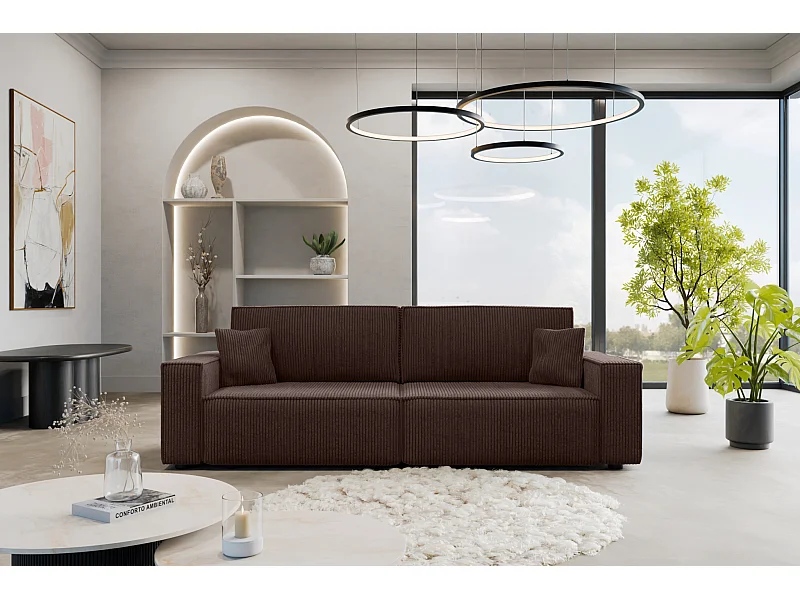 Divano Karl avec deux coffres de rangement pour literie, pour le salon, grand choix directement du fabricant brun chocolat - VINOTTI