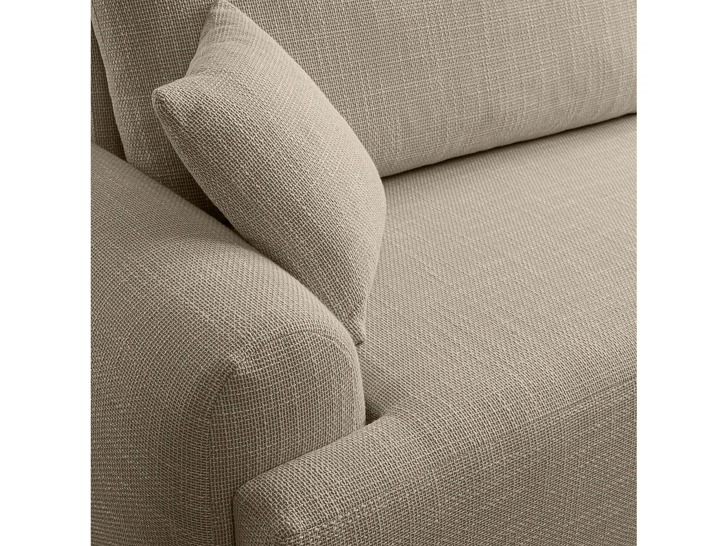 Canapé d’angle droit en tissu tressé beige, résistant à l’usure, avec fonction couchage – ARTE PREMIUM