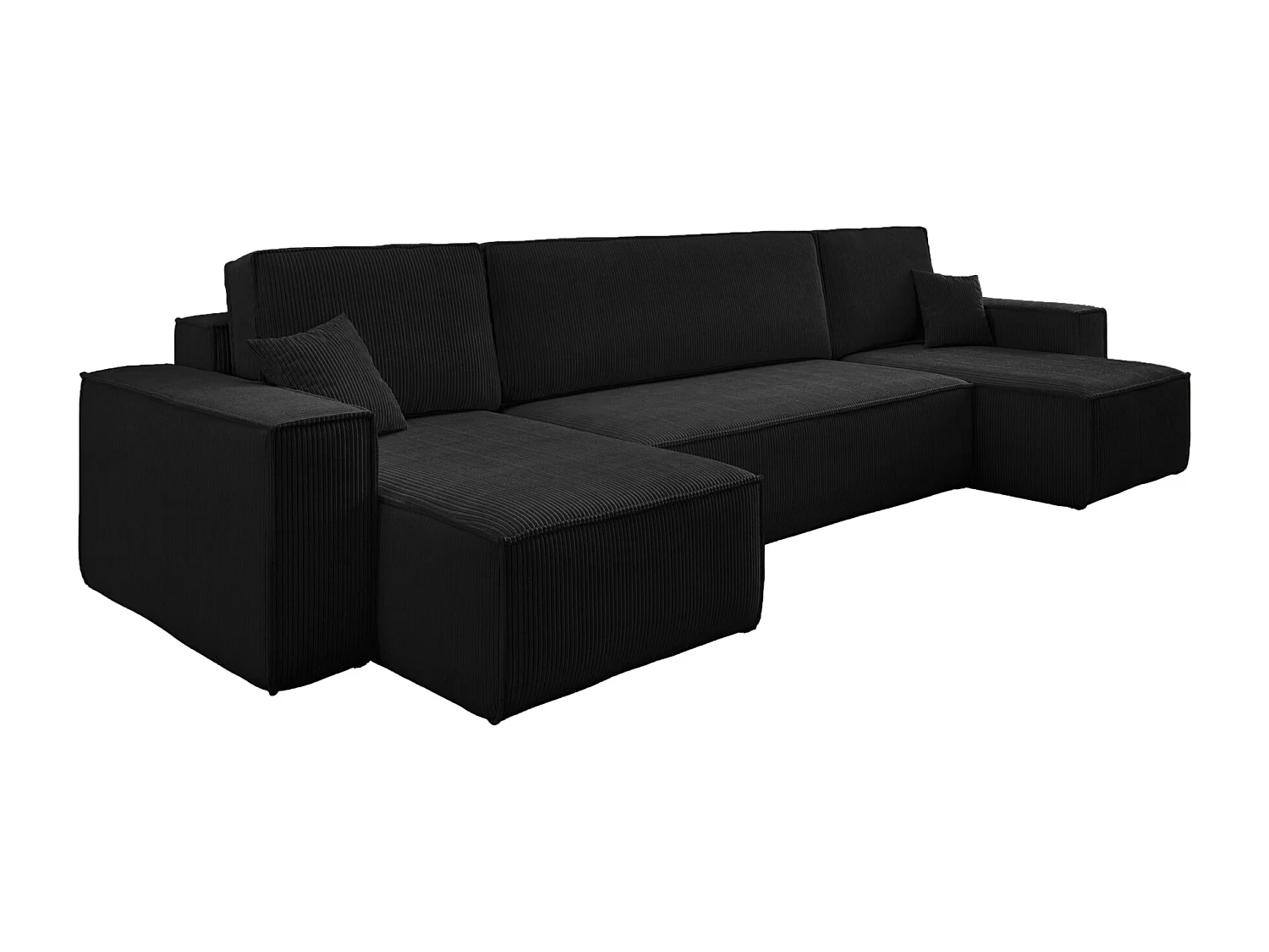 Canapé d'Angle réversible convertible avec fonction de couchage Karl U coffre universel en velours côtelé noir du fabricant - VINOTTI