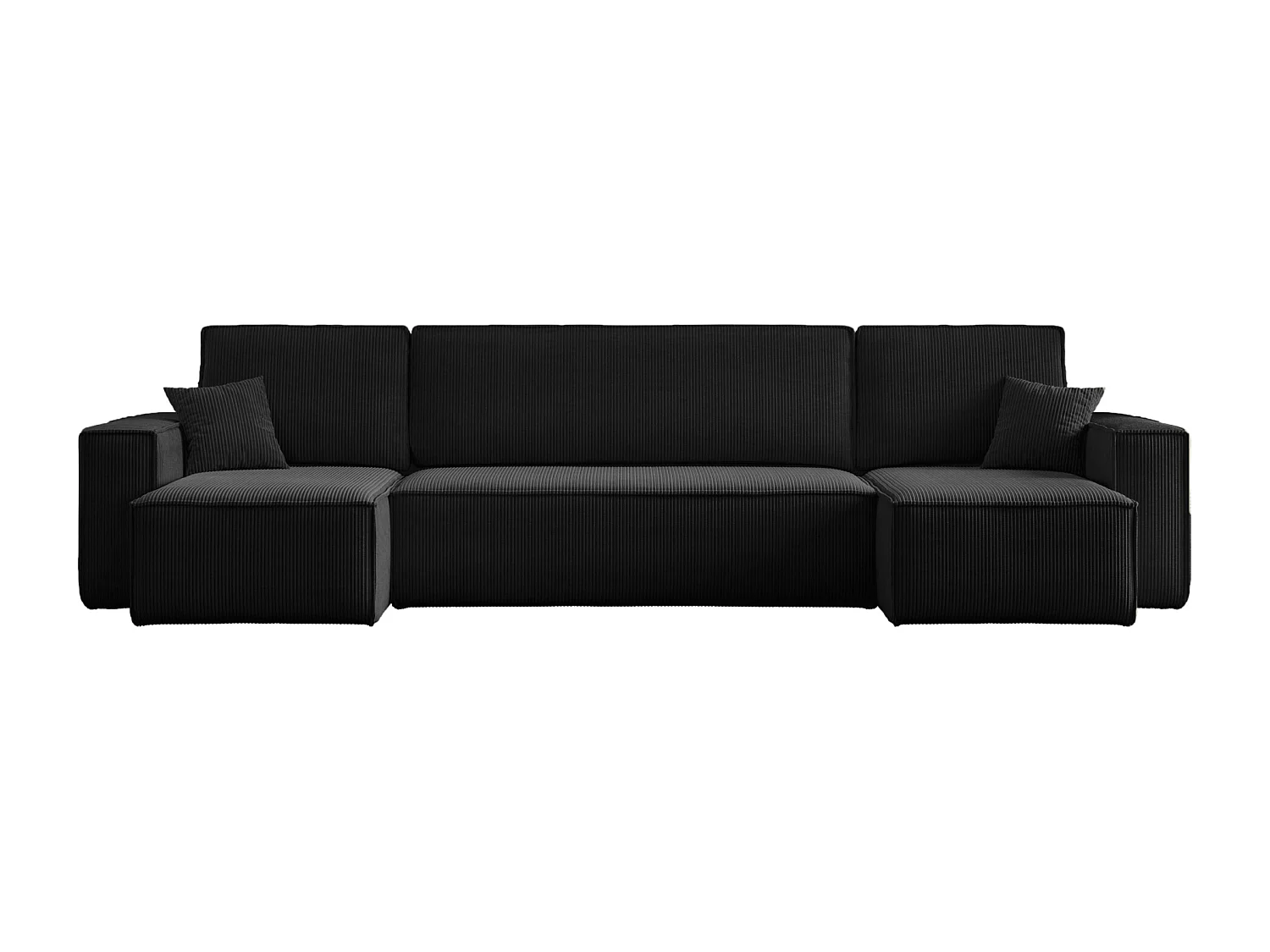 Canapé d'Angle réversible convertible avec fonction de couchage Karl U coffre universel en velours côtelé noir du fabricant - VINOTTI