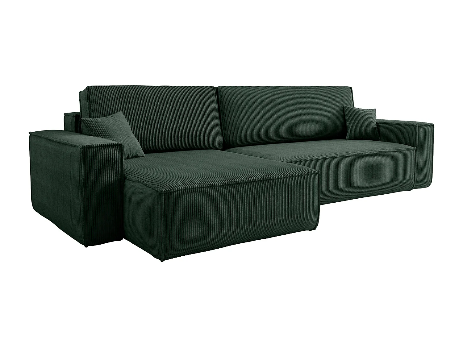 Divano letto angolare reversibile con vano contenitore universale Karl XL in velluto a coste verde bottiglia del produttore - VINOTTI