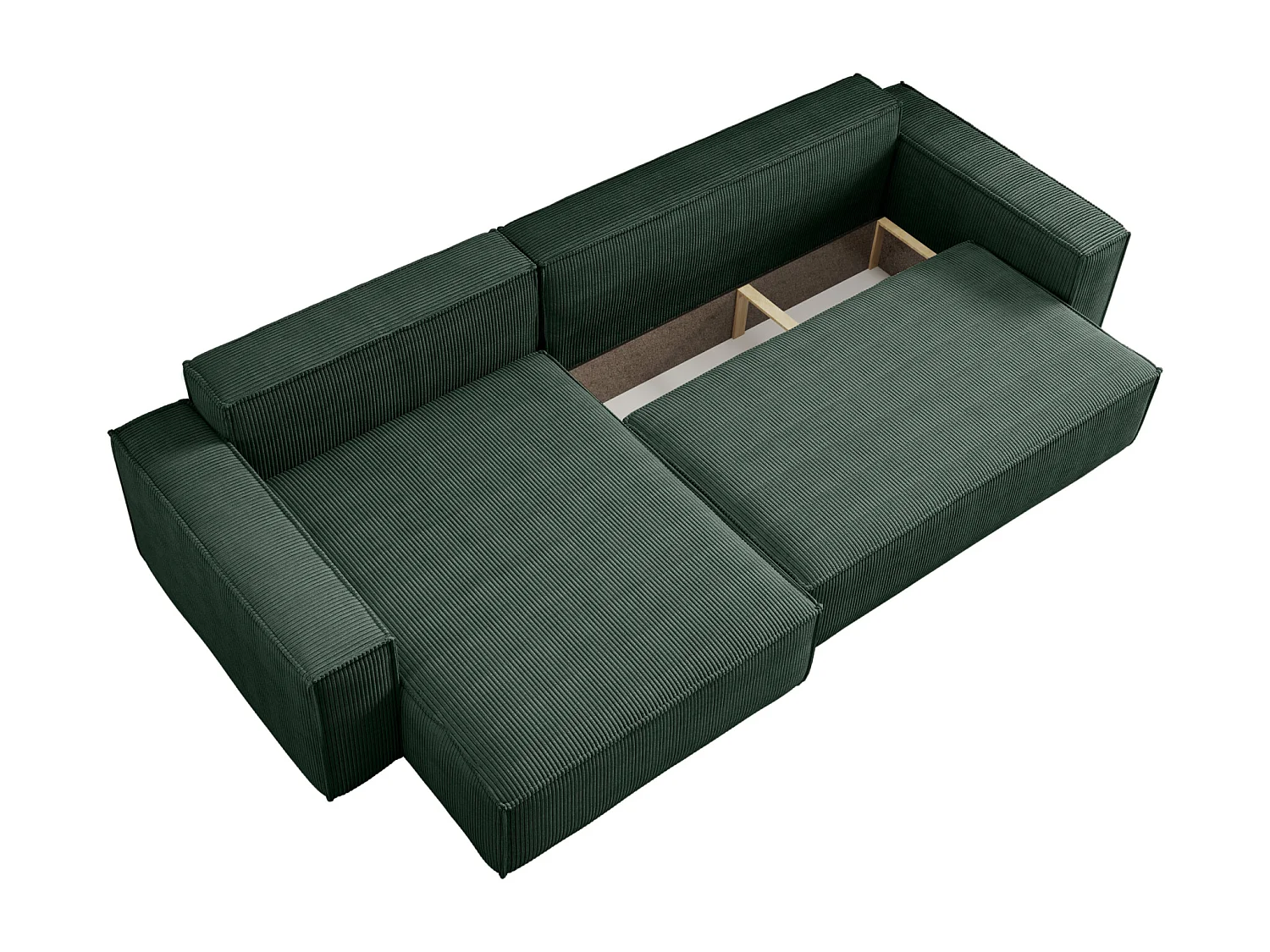 Divano letto angolare reversibile con vano contenitore universale Karl XL in velluto a coste verde bottiglia del produttore - VINOTTI