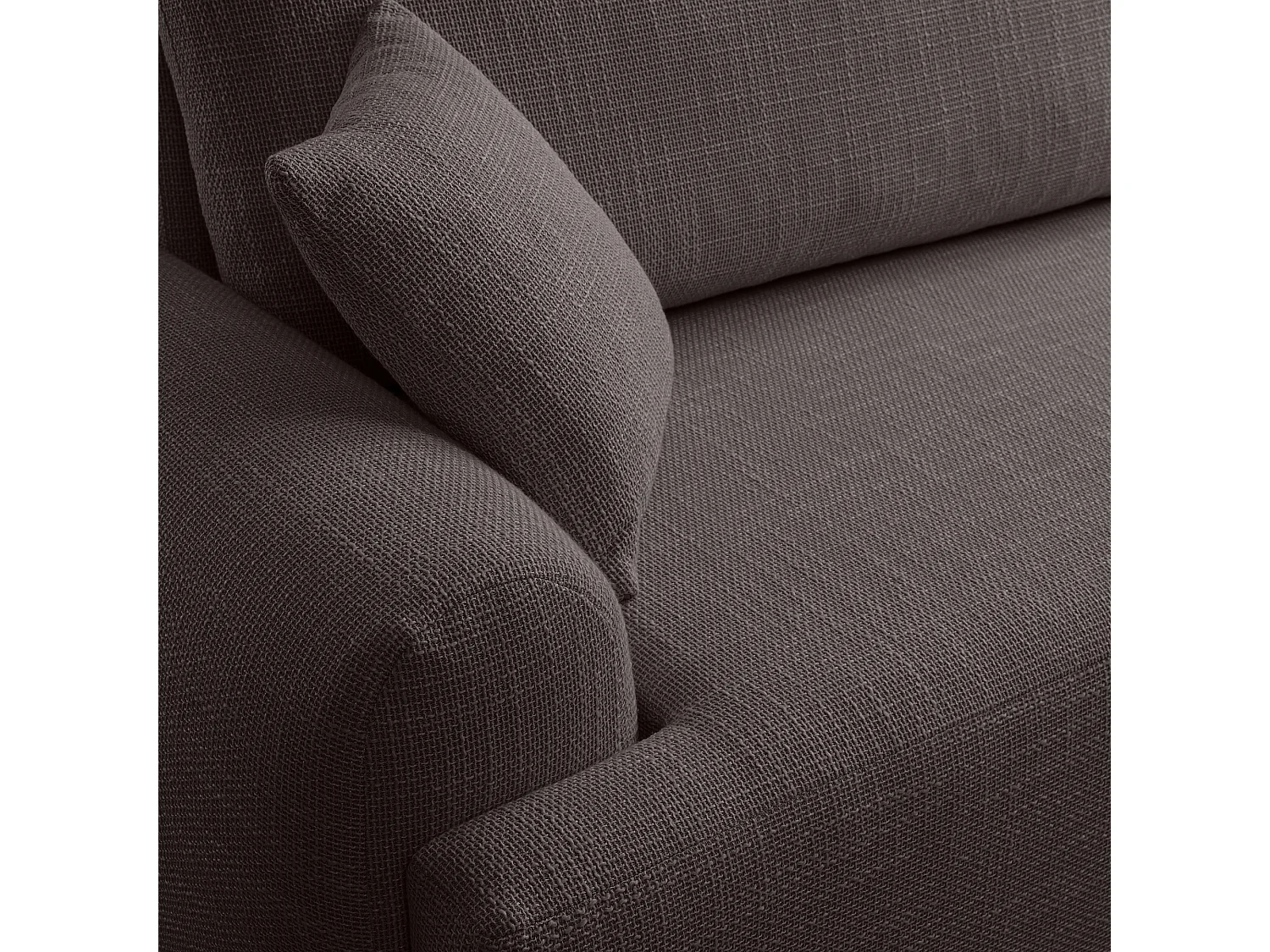 Canapé d’angle droit en tissu tressé brun chocolat, résistant à l’usure, avec fonction couchage – ARTE PREMIUM