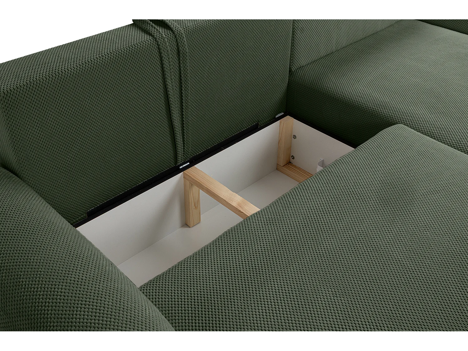 Canapé d'Angle droit avec fonction de couchage ARTE PREMIUM coffre en vert bouteille du fabricant