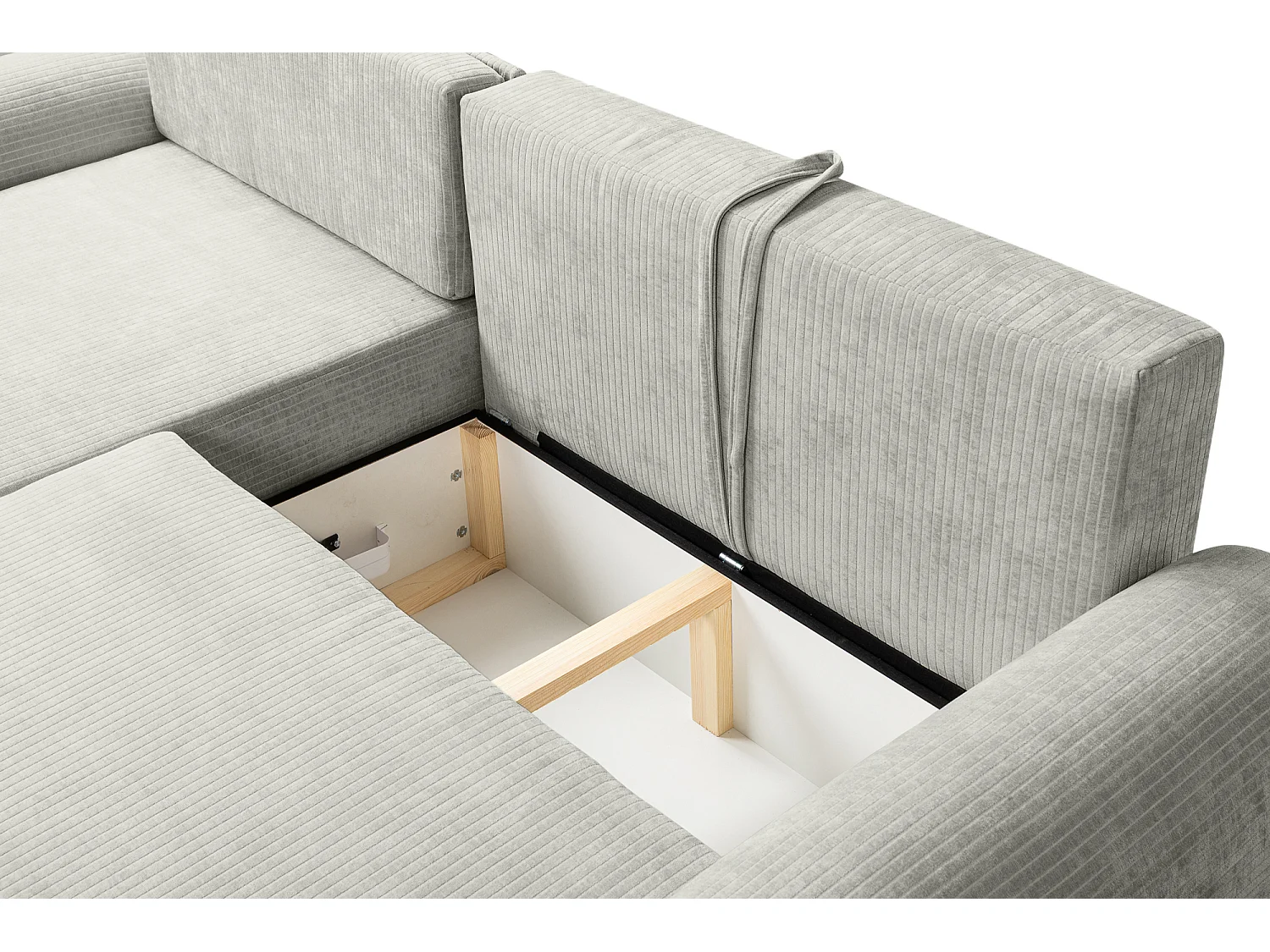 Canapé d'Angle gauche avec fonction de couchage ARTE PREMIUM coffre en velours côtelé vert du fabricant - VINOTTI