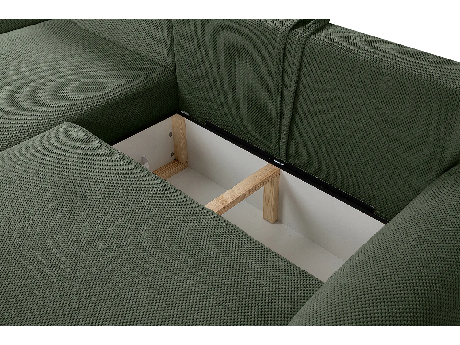 Canapé d'Angle gauche avec fonction de couchage ARTE PREMIUM coffre en vert bouteille du fabricant