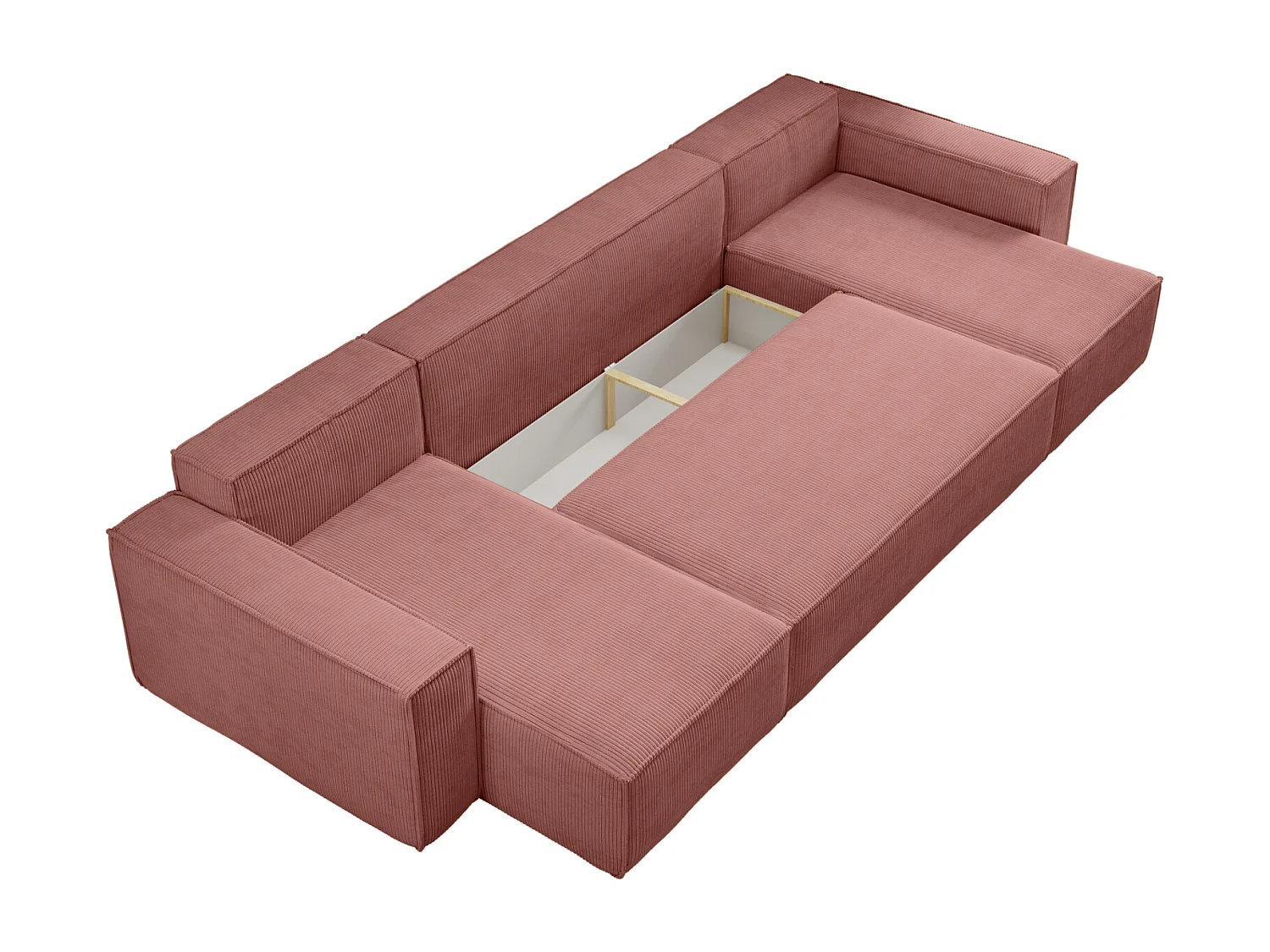 Canapé d'Angle réversible convertible avec fonction de couchage Karl U coffre universel en velours côtelé cuivre du fabricant - VINOTTI