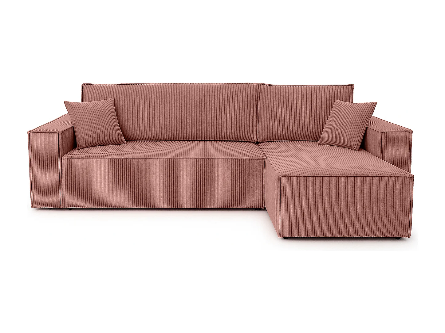 Canapé d'Angle réversible convertible avec fonction de couchage Karl L coffre universel en velours côtelé cuivre du fabricant - L244 x P145 x H82cm Vinotti