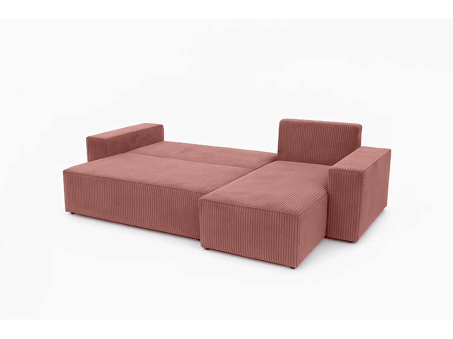 Canapé d'Angle réversible convertible avec fonction de couchage Karl L coffre universel en velours côtelé cuivre du fabricant - L244 x P145 x H82cm Vinotti
