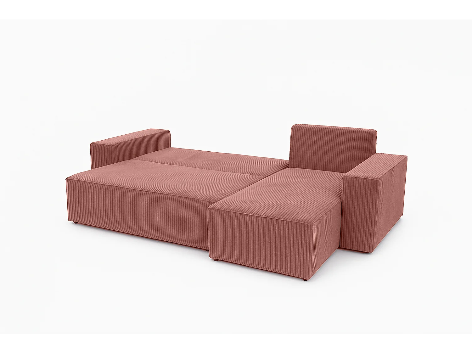 Canapé d'Angle réversible convertible avec fonction de couchage Karl L coffre universel en velours côtelé cuivre du fabricant - L244 x P145 x H82cm Vinotti