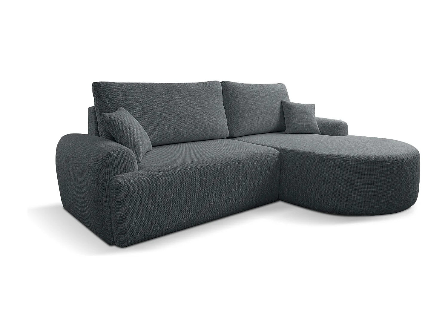 Canapé d’angle droit en tissu tressé anthracite, résistant à l’usure, avec fonction couchage – ARTE PREMIUM