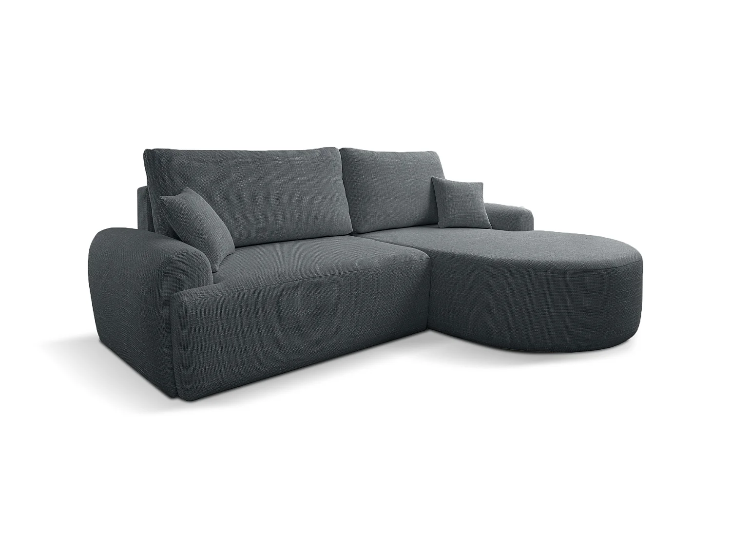 Canapé d’angle droit en tissu tressé anthracite, résistant à l’usure, avec fonction couchage – ARTE PREMIUM