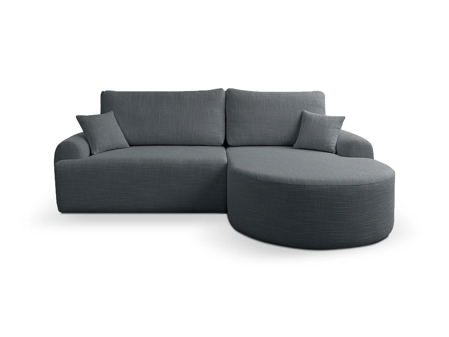 Canapé d’angle droit en tissu tressé anthracite, résistant à l’usure, avec fonction couchage – ARTE PREMIUM