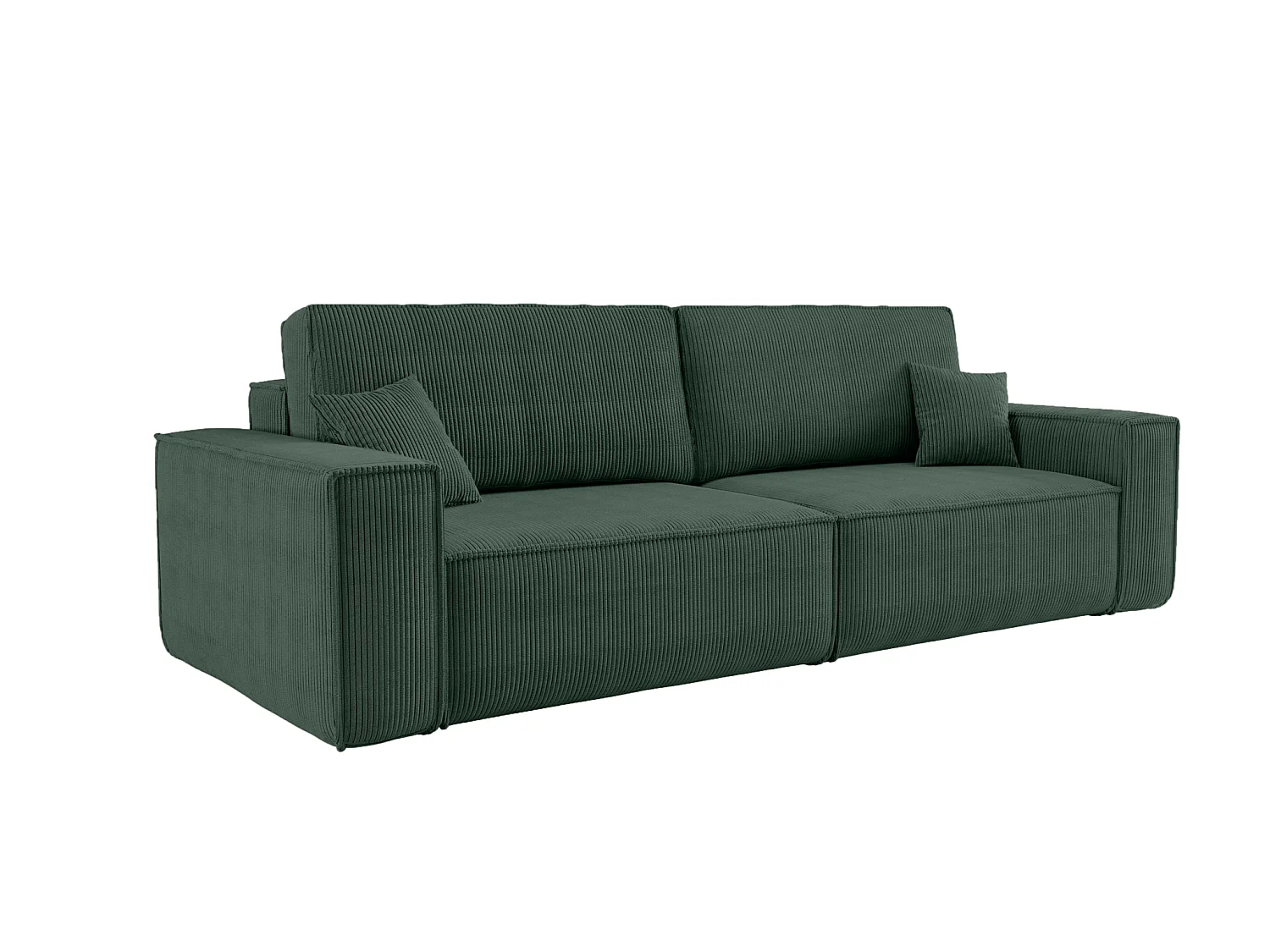 Canapé convertible 3 places avec coffre en tissu vert sapin