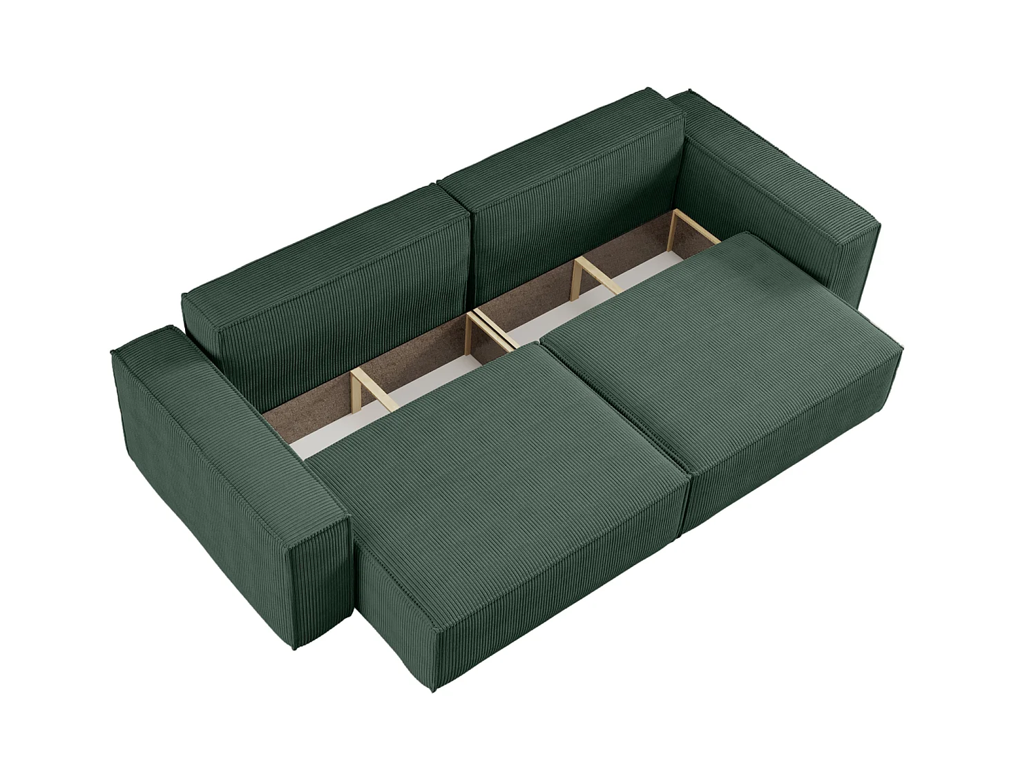 Canapé convertible 3 places avec coffre en tissu vert sapin