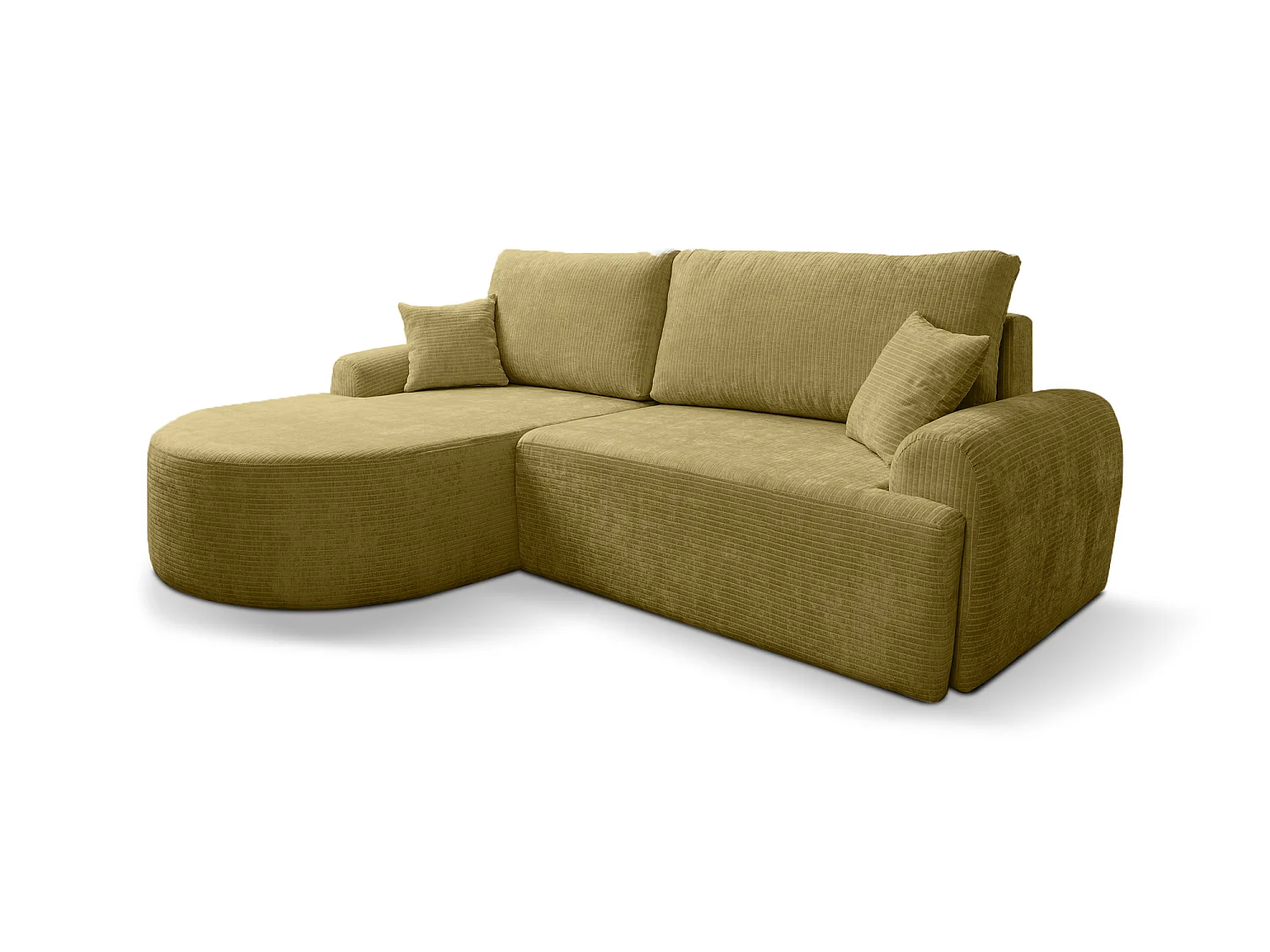 Canapé d'Angle gauche avec fonction de couchage ARTE PREMIUM coffre en velours côtelé moutarde du fabricant - VINOTTI