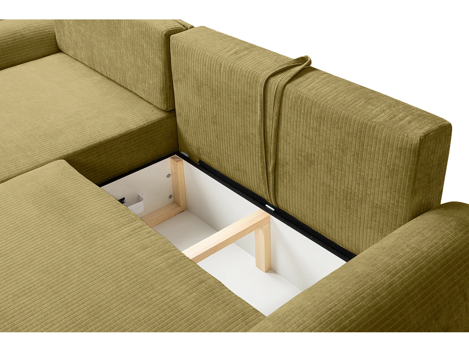 Canapé d'Angle gauche avec fonction de couchage ARTE PREMIUM coffre en velours côtelé moutarde du fabricant - VINOTTI