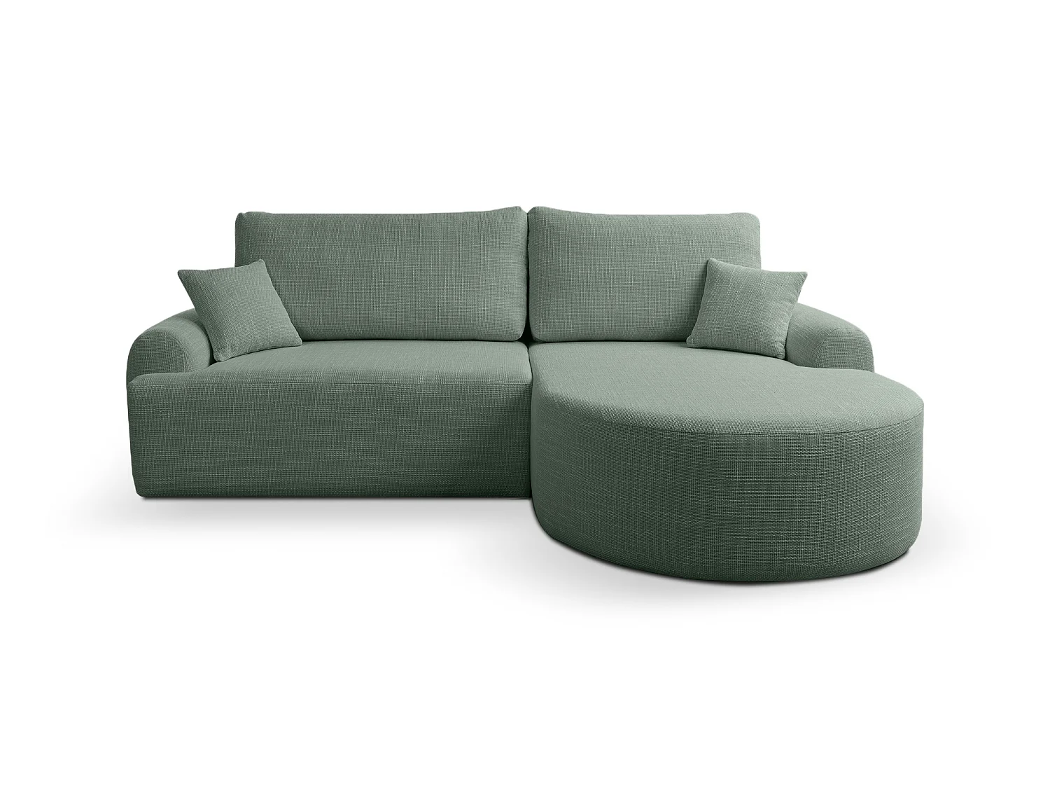 Canapé d’angle droit en tissu tressé vert bouteille, résistant à l’usure, avec fonction couchage – ARTE PREMIUM