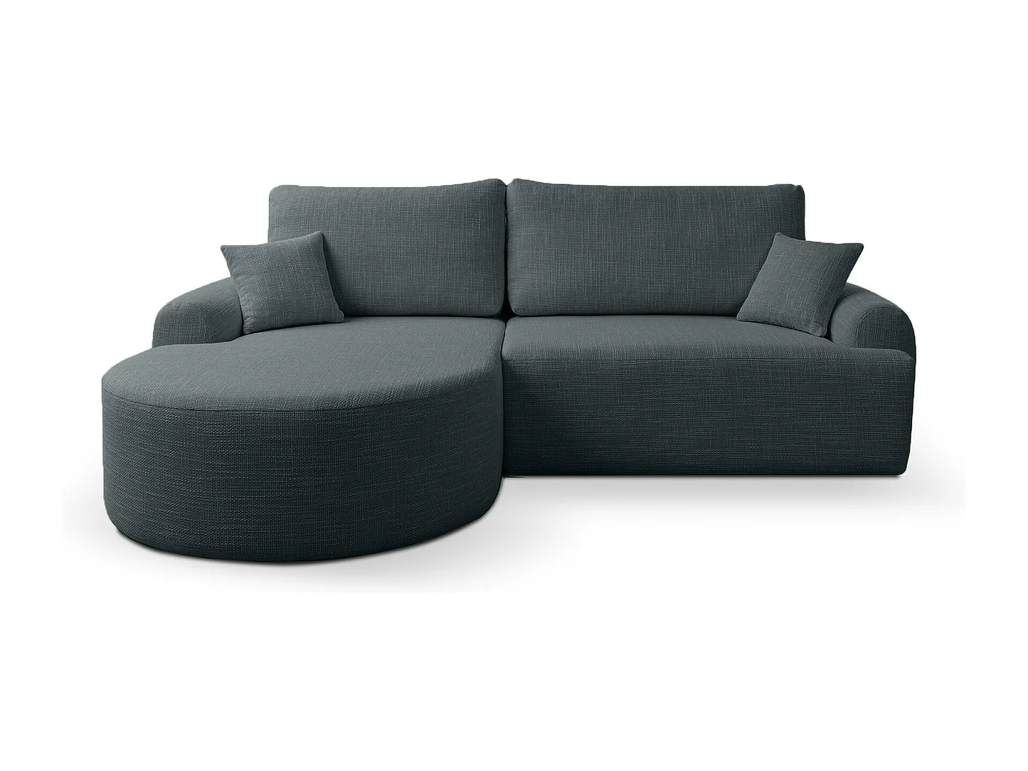 Canapé d’angle gauche en tissu tressé noir, résistant à l’usure, avec fonction couchage – ARTE PREMIUM