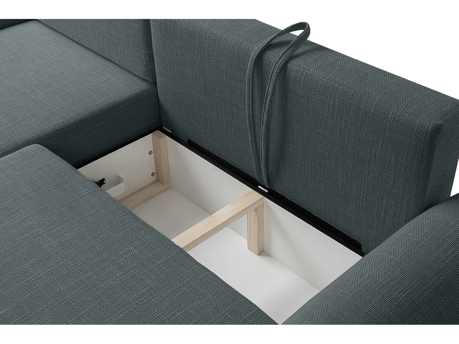 Canapé d’angle gauche en tissu tressé noir, résistant à l’usure, avec fonction couchage – ARTE PREMIUM