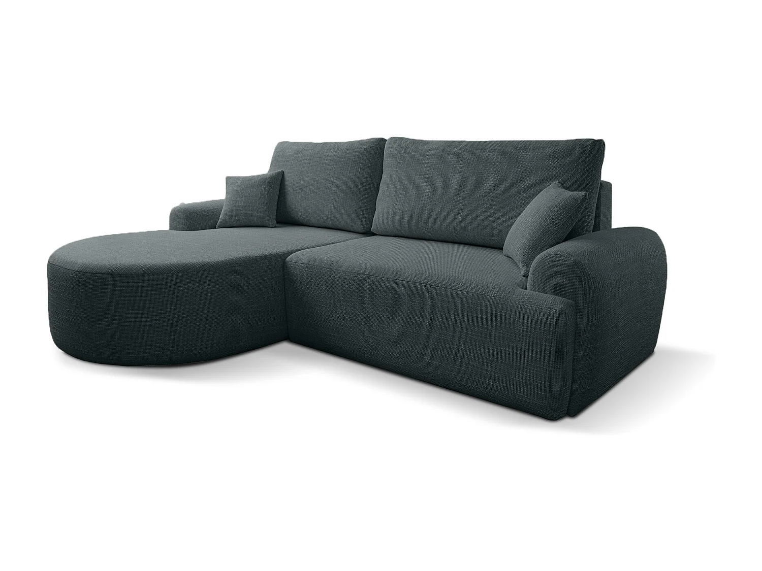 Canapé d’angle gauche en tissu tressé noir, résistant à l’usure, avec fonction couchage – ARTE PREMIUM