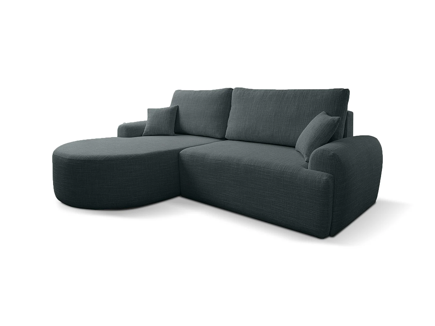 Canapé d’angle gauche en tissu tressé noir, résistant à l’usure, avec fonction couchage – ARTE PREMIUM