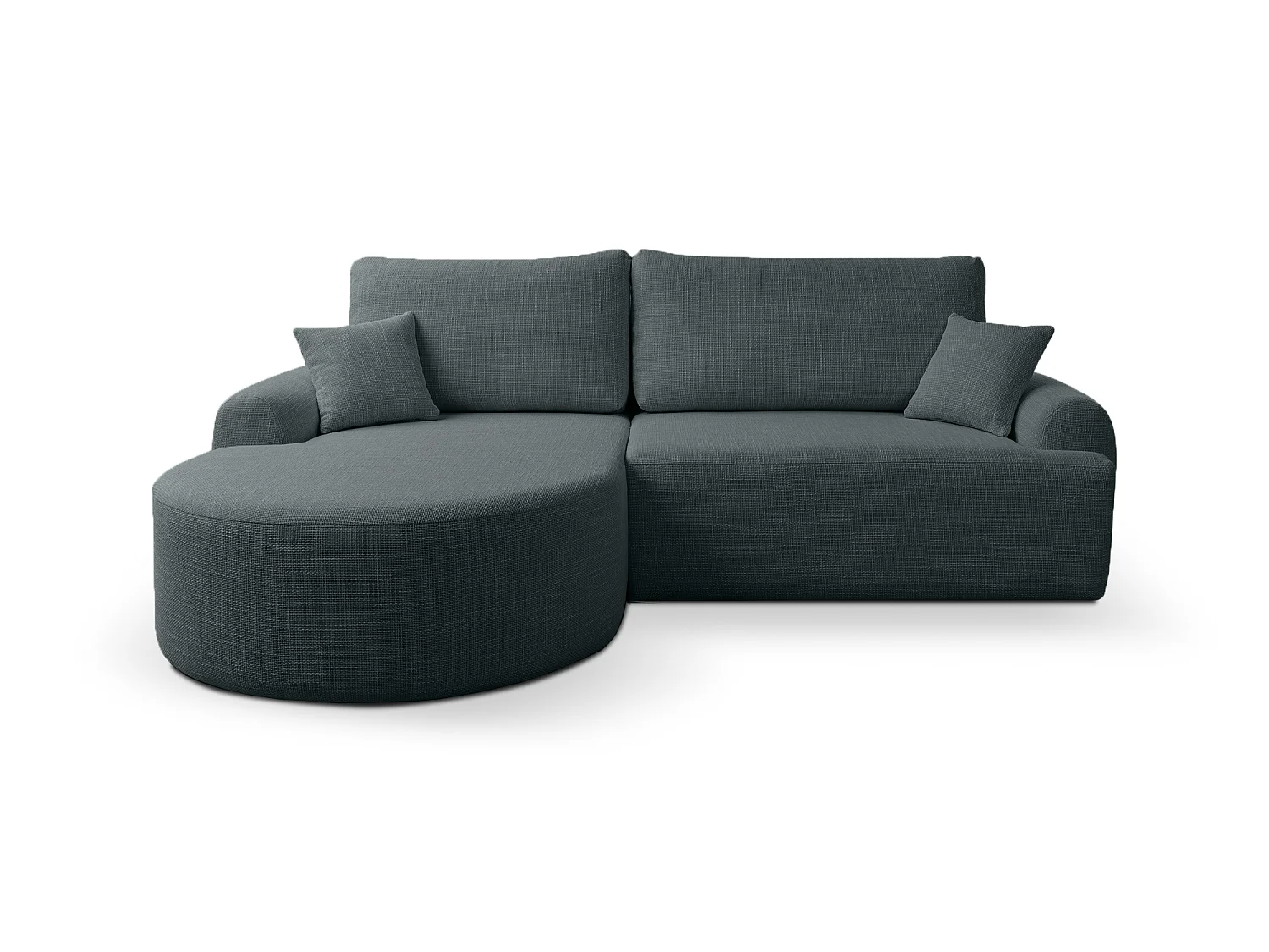 Canapé d’angle gauche en tissu tressé noir, résistant à l’usure, avec fonction couchage – ARTE PREMIUM