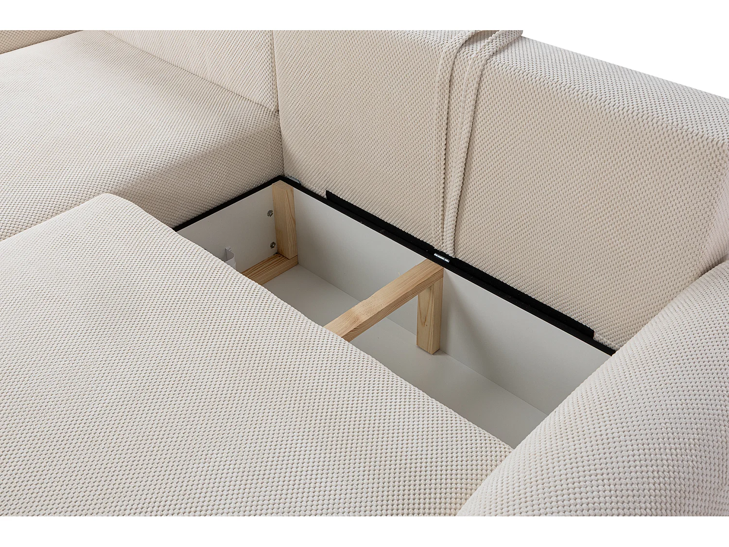 Canapé d'Angle gauche avec fonction de couchage ARTE PREMIUM coffre en crémeux du fabricant