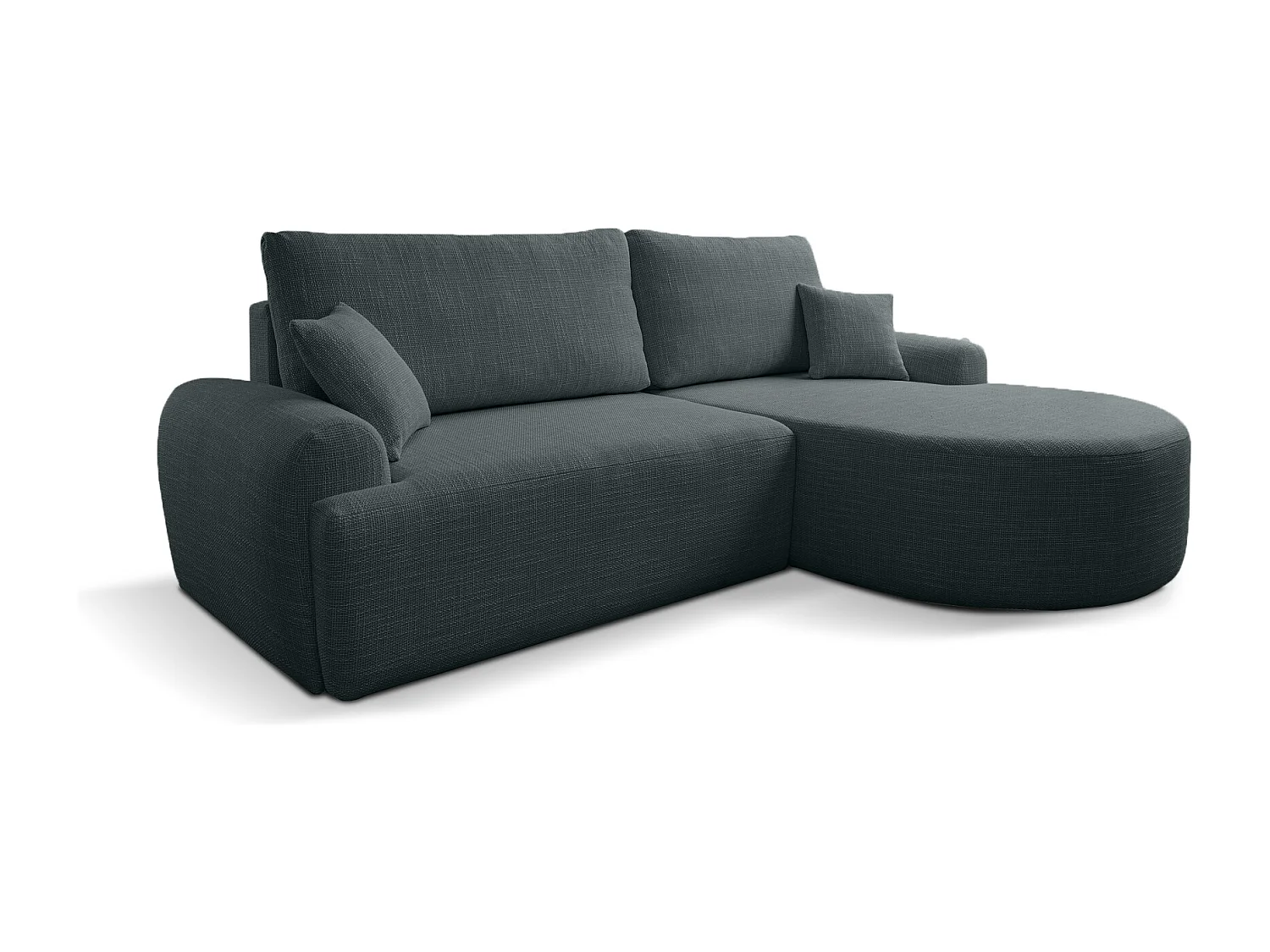 Canapé d’angle droit en tissu tressé noir, résistant à l’usure, avec fonction couchage – ARTE PREMIUM