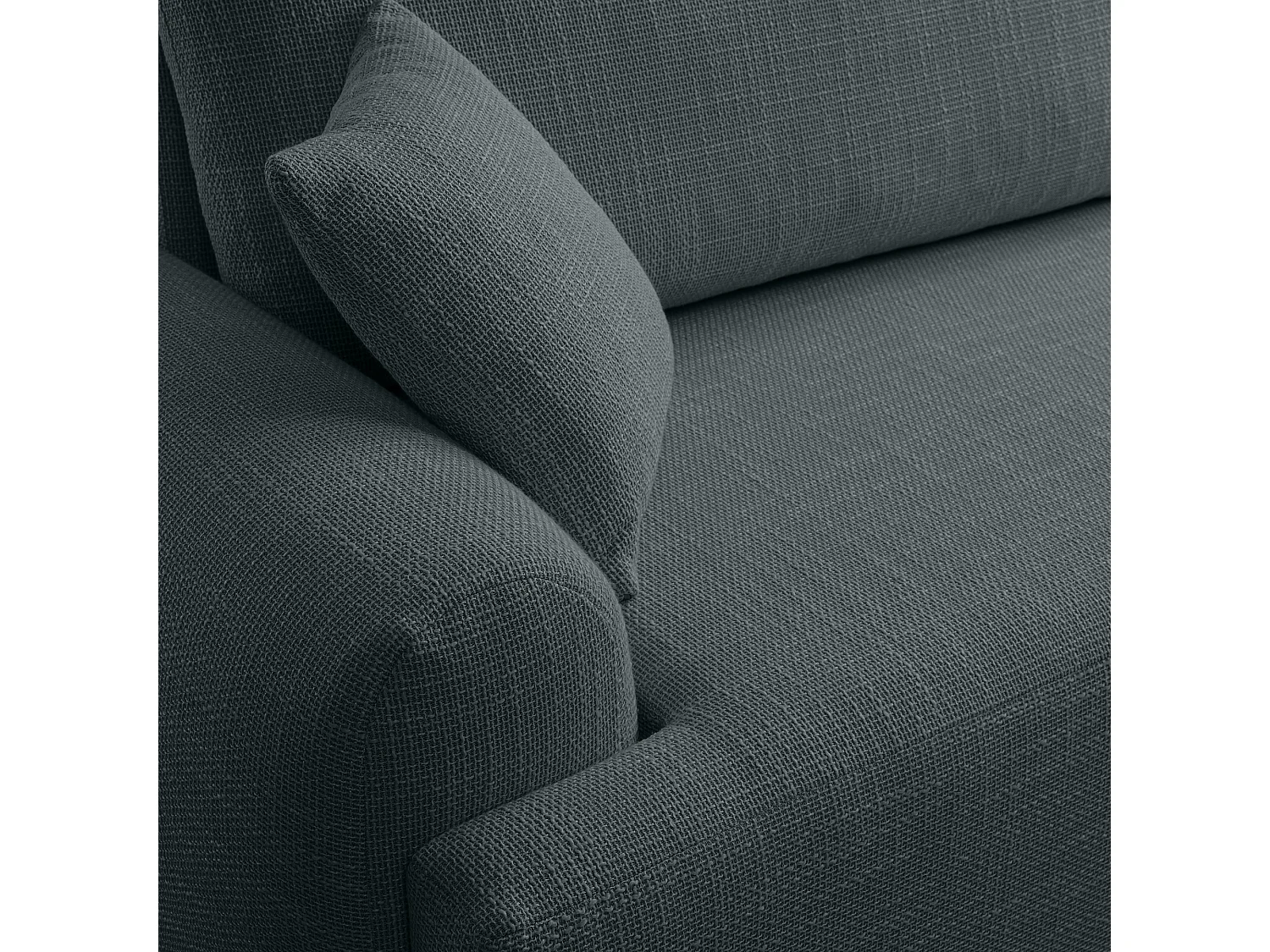 Canapé d’angle droit en tissu tressé noir, résistant à l’usure, avec fonction couchage – ARTE PREMIUM