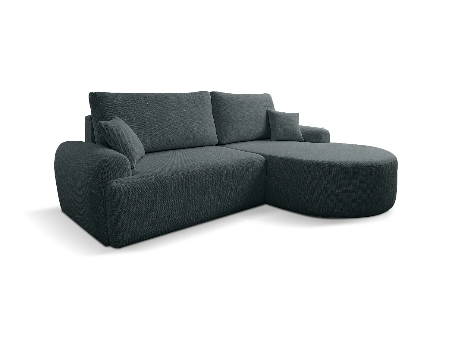 Canapé d’angle droit en tissu tressé noir, résistant à l’usure, avec fonction couchage – ARTE PREMIUM