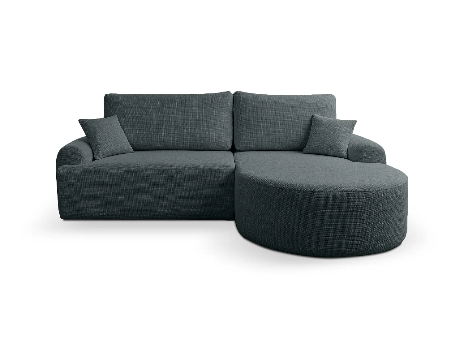 Canapé d’angle droit en tissu tressé noir, résistant à l’usure, avec fonction couchage – ARTE PREMIUM