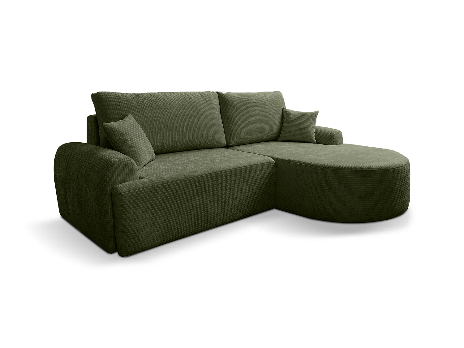 Canapé d'Angle droit avec fonction de couchage ARTE PREMIUM coffre en velours côtelé vert bouteille du fabricant - VINOTTI