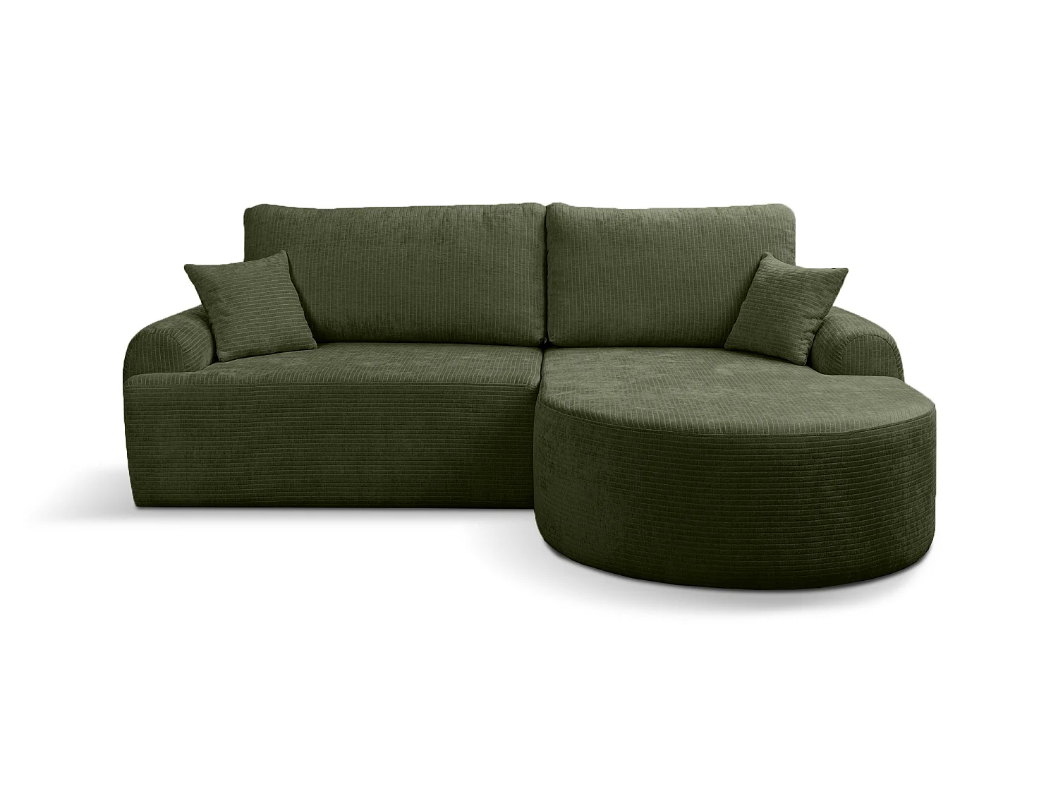 Canapé d'Angle droit avec fonction de couchage ARTE PREMIUM coffre en velours côtelé vert bouteille du fabricant - VINOTTI