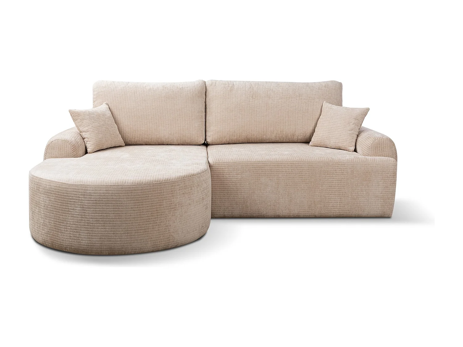 Canapé d'Angle gauche avec fonction de couchage ARTE PREMIUM coffre en velours côtelé beige du fabricant - VINOTTI